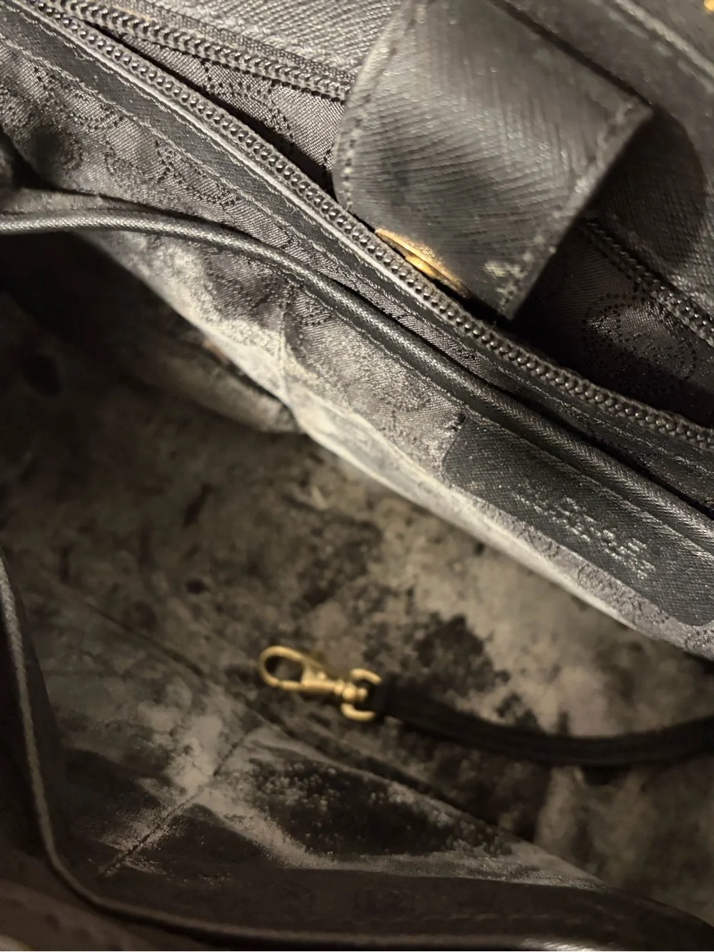 Michael Kors Black Leather Satchel Shoulder Bag with Gold Hardware
